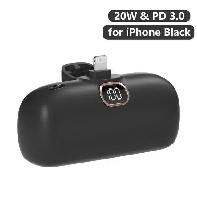 Bank Kuasa Mini 5000mAh Power Bank QC PD Pengecasan Pantas untuk iPhone 15 14 13 Bateri Kuasa Mudah Alih Kecemasan Luaran Untuk Xiaomi