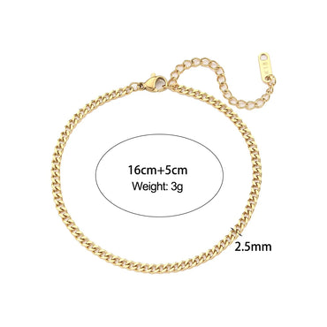 Miniamlist Men Bracelet Gold Jewelry Street Style Stainless Steel 316L 18k Gold Plated Cuban Chain Bracelets For Women