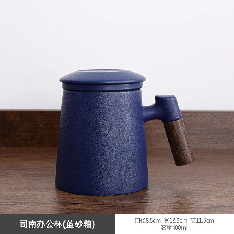 400ML Mug Seramik Cawan Teh dengan Infuser Penapis Tali Pinggang Isi Rumah Mug Dua Dinding Peralatan Minum Pejabat dengan Pemegang Penutup Penapis Teh