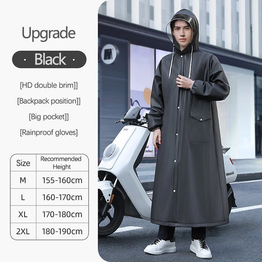 New EVA Men's Raincoat Long Full MTB Road Bicycle Single Ride Body Waterproof Raincoat Lengthen Brim Fashion Raincoat