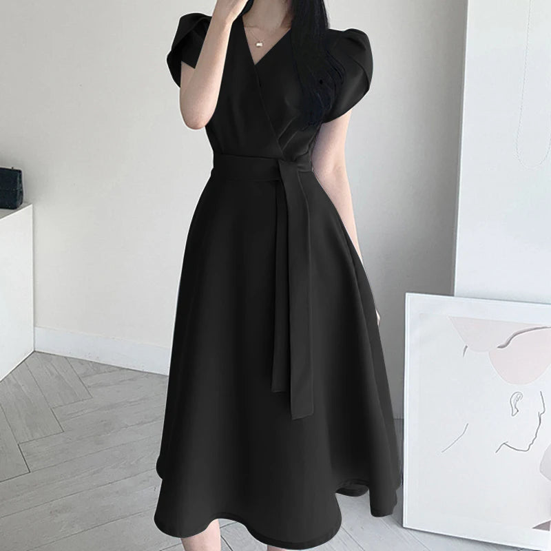Wanita Fesyen OL Kerja Sundress ZANZEA Musim Panas Elegan Gaun Lengan Pendek Kasual Solid Garisan Vestido Kaftan Sarafan Jubah Femme