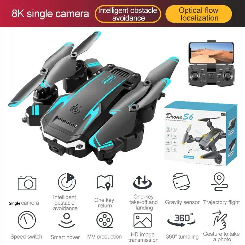 8K S6 Profesional Quadcopter Aerial Dron HD Kamera GPS RC Helikopter FPV WIFI Hadiah Mainan Mengelak Halangan Pesawat RC