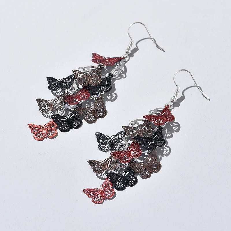 Vintage Hollow Leaves Drop Earrings for Women Bohemian Colorful Long Dangle Earrings 2024 Fashion Jewelry boucle oreille femme