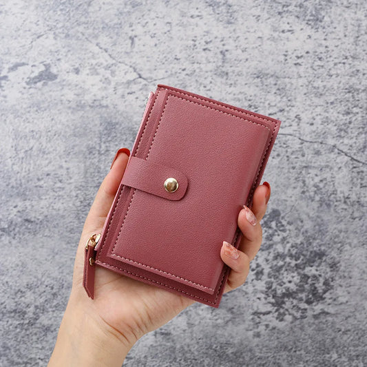 Women Wallets PU Leather Female Purse Mini Hasp Solid Multi-Cards Holder Coin Short Wallets Slim Small Wallet Zipper Hasp