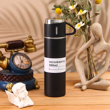 500ml Stainless Steel Vacuum Flasks with Three Lids Coffee Mug Thermoses Bottle Business Style Shimmering Design Portable Carafe