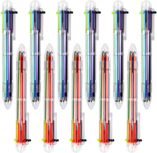 50 Pack Multicolor Ballpoint Fun Pens 0.5mm 6-in-1 Rainbow Retractable Pens Kids Office School Classroom Supplies Students Gift