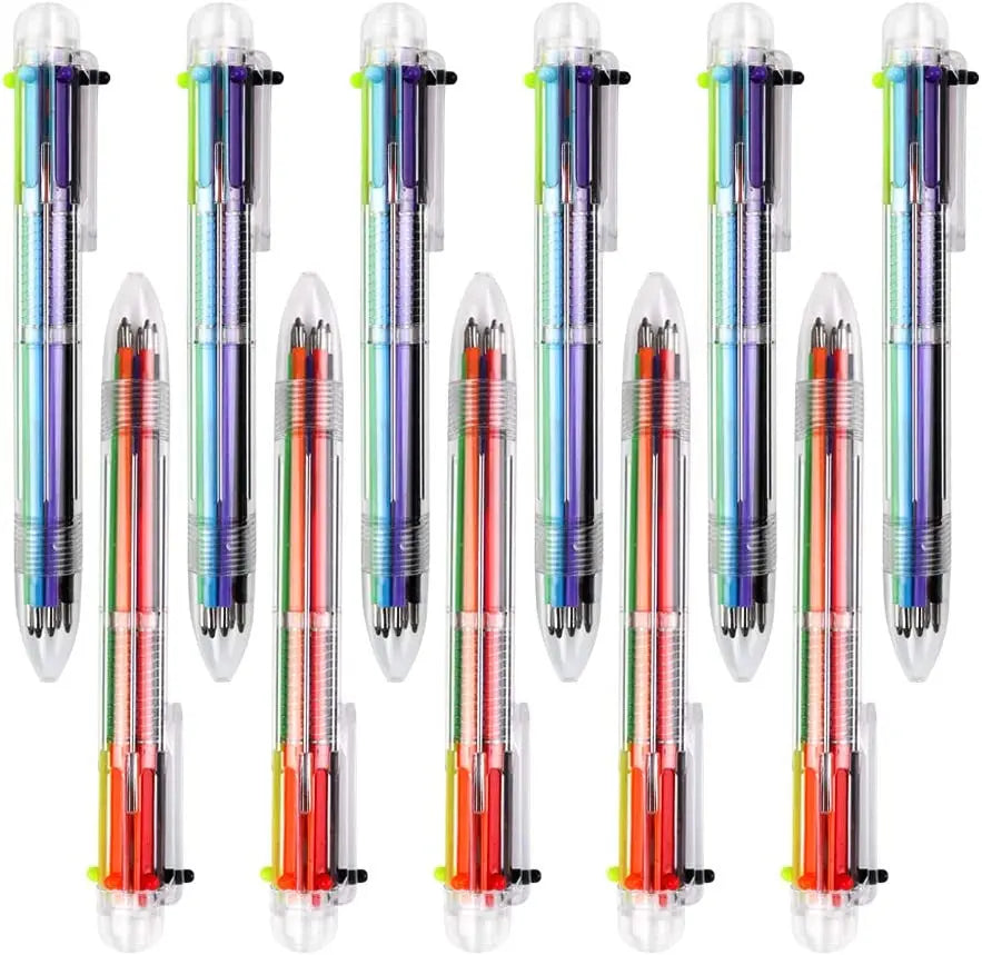 50 Pack Multicolor Ballpoint Fun Pens 0.5mm 6-in-1 Rainbow Retractable Pens Kids Office School Classroom Supplies Students Gift