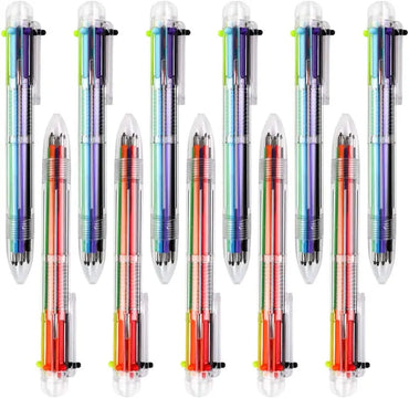 50 Pack Multicolor Ballpoint Fun Pens 0.5mm 6-in-1 Rainbow Retractable Pens Kids Office School Classroom Supplies Students Gift