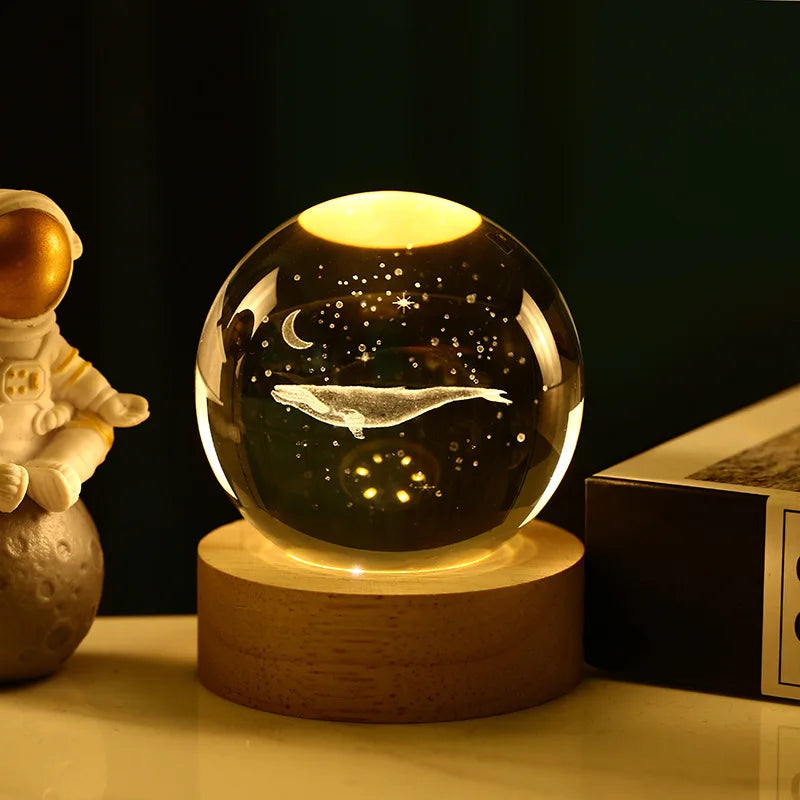 Bola Kristal 3D Kreatif Planet Galaksi Glob Kaca Bola Kristal Bulan Hiasan Desktop Tepi Katil Hiasan Rumah Hadiah Perhiasan Rumah