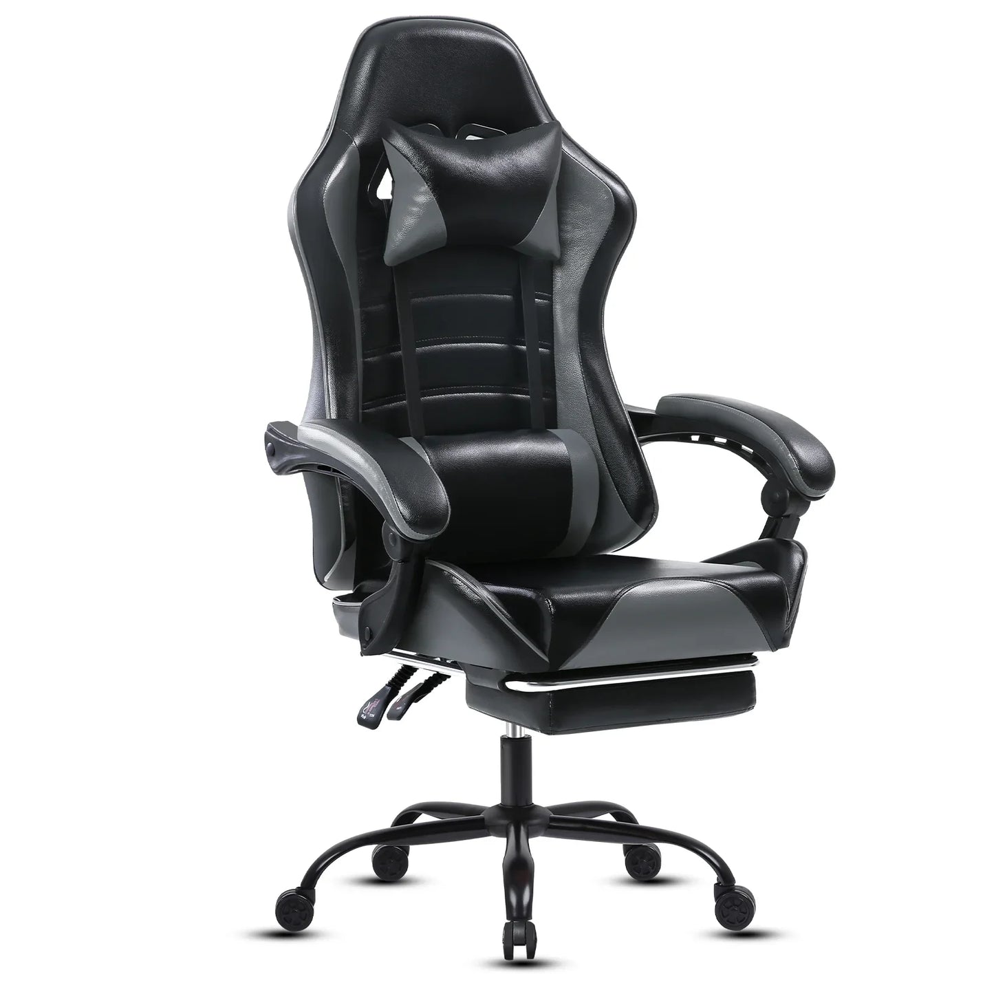 Gaming Chair with Footrest, Height Adjustable Video Game Chairs for Adults PU Leather, Reclining Gamer Chair Office Desk Chair