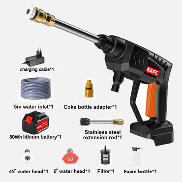 EAFC 60Bar Cordless High Pressure Car Washer 30000mAh Rechargeable Car Wash Gun Electric Water Gun Foam Machine