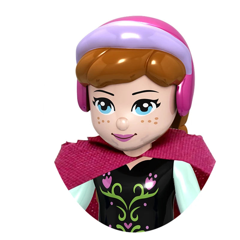 Model Batu Bata Mini Puteri Anime Gadis Cantik Angka Aksesori Kepala Blok Bangunan Salji Mainan Aksi Rakan untuk Kanak-kanak
