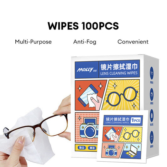 Glass Cleaner 100pcs cermin mata boleh guna Lens pembersihan kain Anti kabut basah lap kaca skrin tisu buang debu