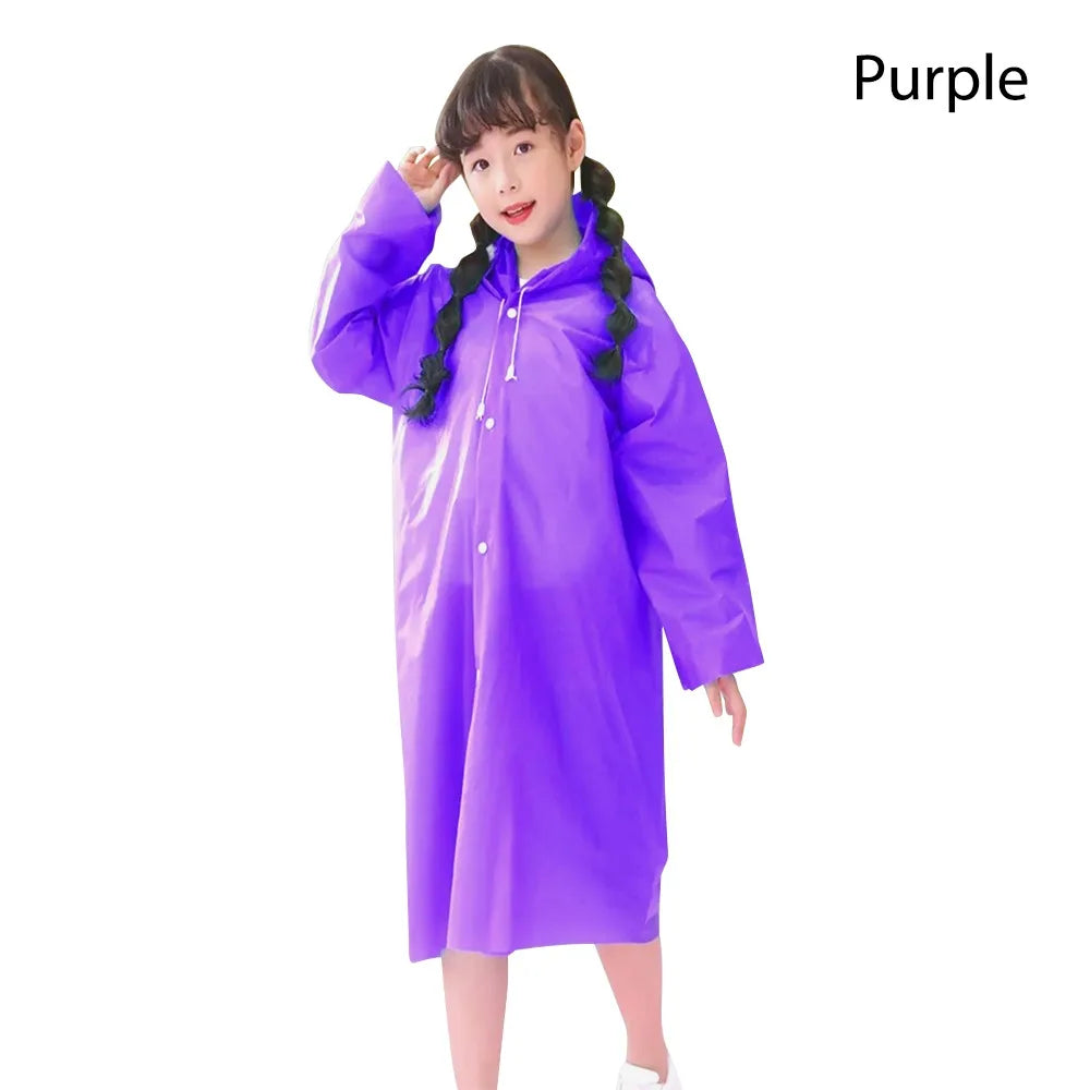 Baju Hujan Kanak-kanak Warna Pepejal Luaran Kalis Air Hujan Ponco EVA Hoodie Pakaian Hujan Pelajar Kot Hujan Lipat Kot Hujan Kanak-kanak