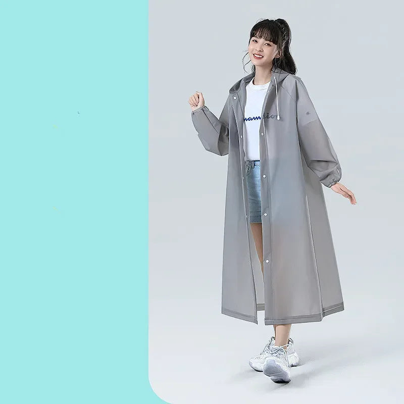 Baju Hujan Bertudung Dewasa Satu Keping Baju Hujan Panjang Boleh Digunakan Semula Baju Hujan Kalis Air Lelaki Dan Wanita Baju Hujan Luar Perjalanan Lutsinar