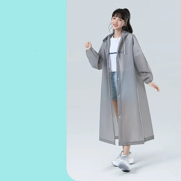 Adult Hooded Poncho One-Piece Long Raincoat Reusable Men'S And Women'S Waterproof Raincoat Outdoor Travel Transparent Raincoat