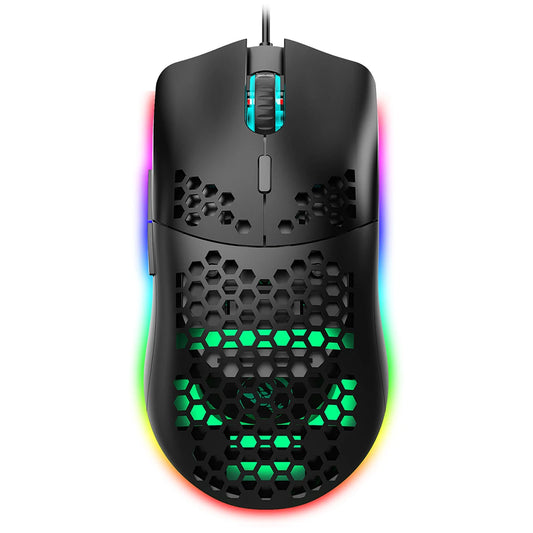 Tetikus Permainan Berwayar dengan Tetikus Permainan Ringan Shell Sarang Lebah Tetikus Komputer Ergonomik untuk Windows/PC/Mac/Komputer riba