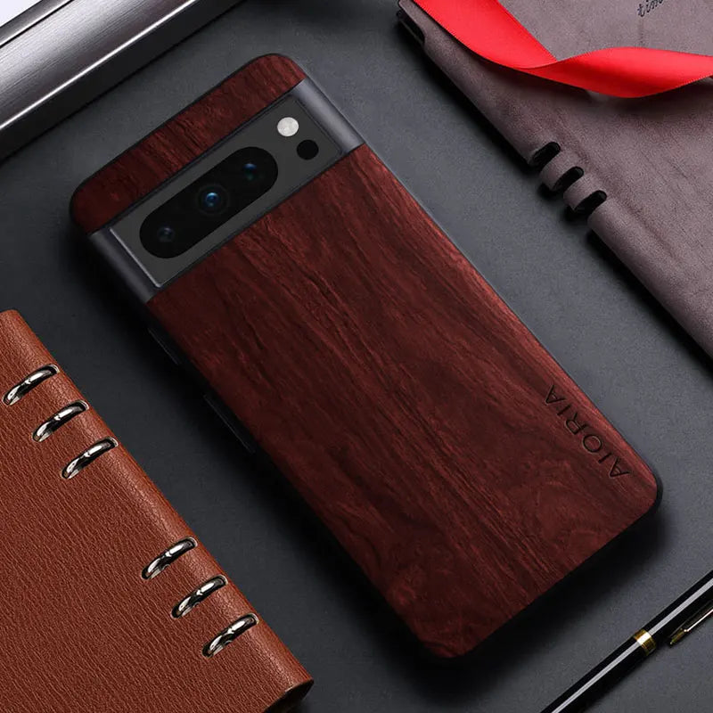 Sarung untuk Google Pixel 8 7 6 5 Pro 8A 7A 6A 5A 4A corak kayu buluh Penutup belakang kulit untuk google pixel 8 7 pro 7a capa sarung
