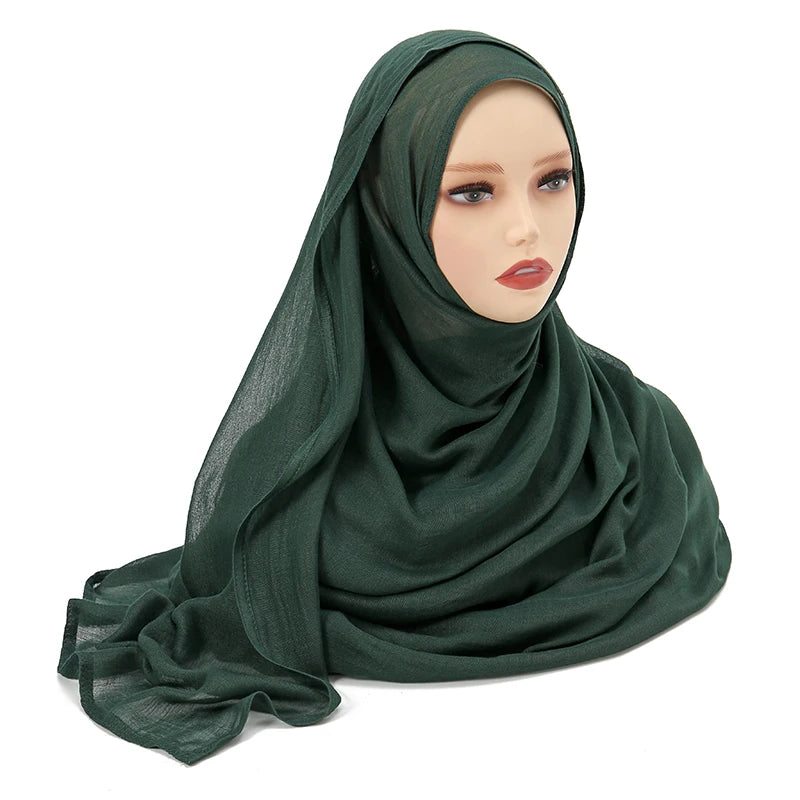 Tudung Muslimah untuk Wanita Selendang Nipis Polos Selendang Femme Musulman Lembut Viscose Rayon Tudung Kepala Serban Islami 200x85cm