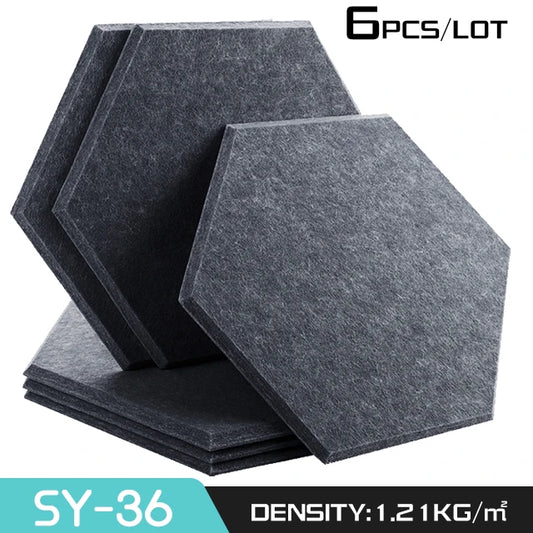 Panel Dinding Kalis Bunyi 6 Keping Heksagon Dikupas Panel Akustik Pelekat Sendiri Hiasan Rumah Untuk Ruang Tamu Bilik Tidur Studio Nurseri