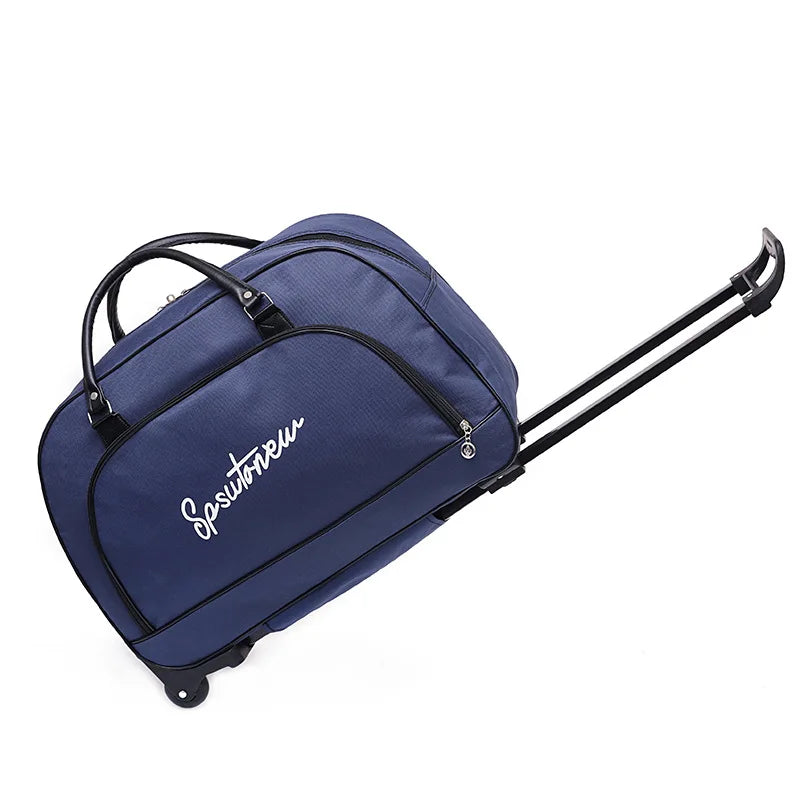 Beg Troli Beg Beg Perjalanan dengan Roda Beg Bagasi Berkapasiti Besar Kabin Duffle Boleh Dilipat Wanita Lelaki Tangan Bagasi Beg Dibawa