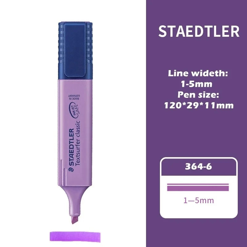 1pcs STAEDTLER 364 Color Highlighter Pen 1-5mm Seni Klasik Penanda Titik Pelapik Kertas Serlah Lukisan Faks A6110