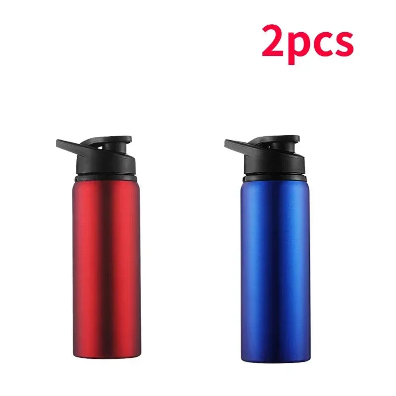2Pcs Portable Stainless Steel Bicycle Water Bottle Straight Drinking Outdoors Sports Travel Kettle Metal Water Bottle