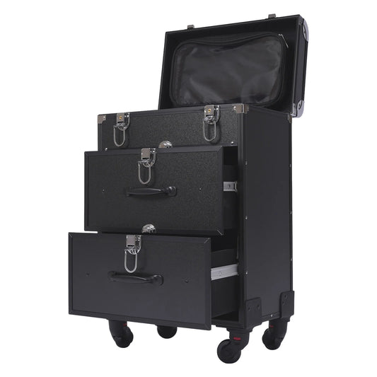 Professional Rolling Makeup Train Case Multi-functional Cosmetic Trolley with 360° Swivel Wheels Keys Home Kitchen Storage Box