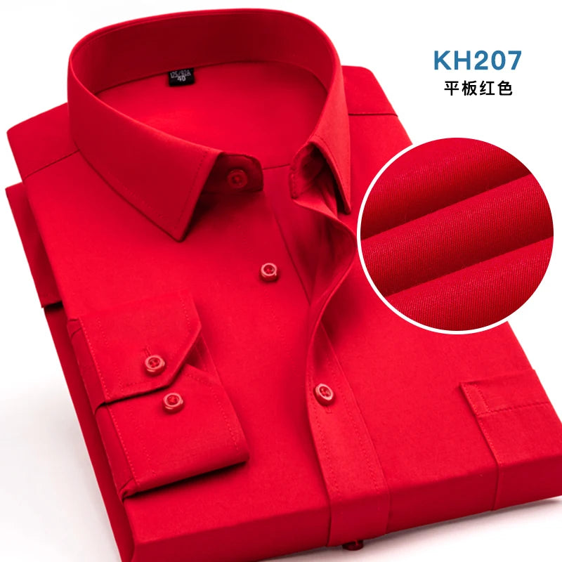 7 Pure Color Office Formal Business Social Work Classic Shirt Longsleeve Shirt for Men Casual Men's White Dress Shirt Black 5618
