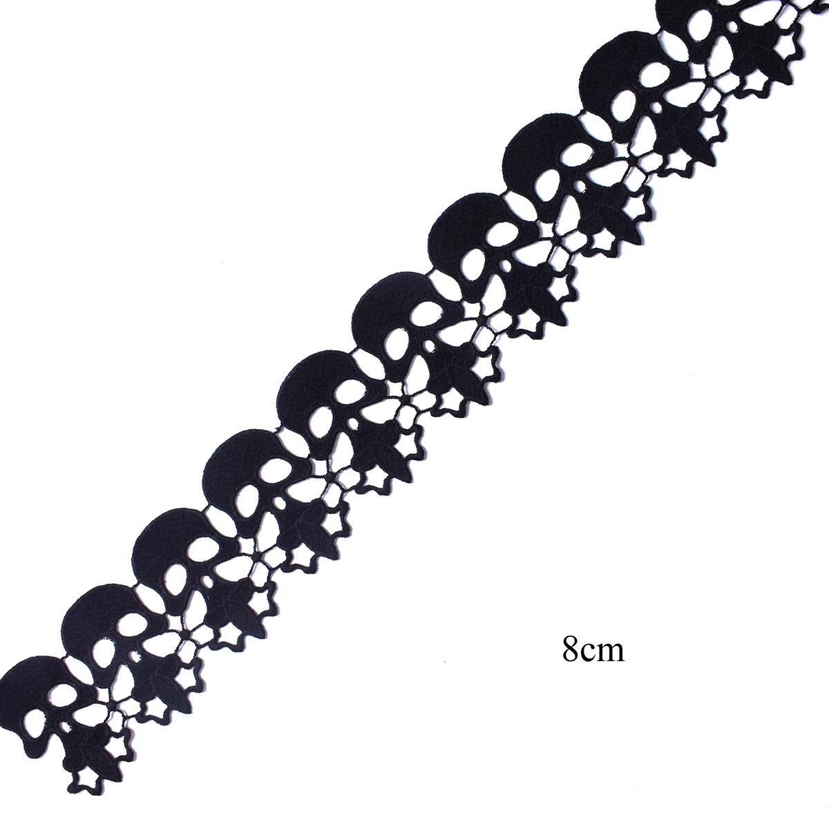 1Yards 9.3CM Lebar Putih Hitam Sulaman Renda Guipure Leaf Renda Reben Kemasan Kain Renda Bunga Untuk Menjahit Reben