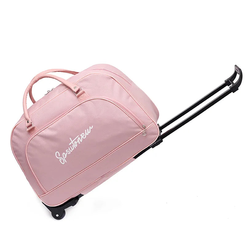 Beg Troli Beg Beg Perjalanan dengan Roda Beg Bagasi Berkapasiti Besar Kabin Duffle Boleh Dilipat Wanita Lelaki Tangan Bagasi Beg Dibawa