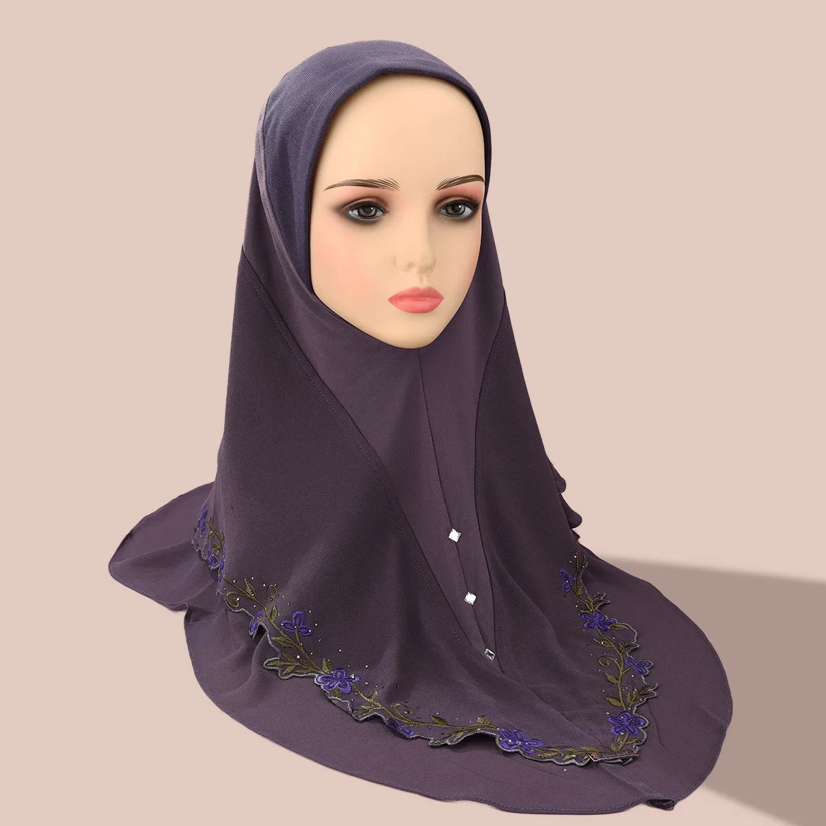 Malaysia Embroidery Floral 2 Layer Hijab Instant Muslim Wear Direct Selendang Islamik Tudung Arab Turban