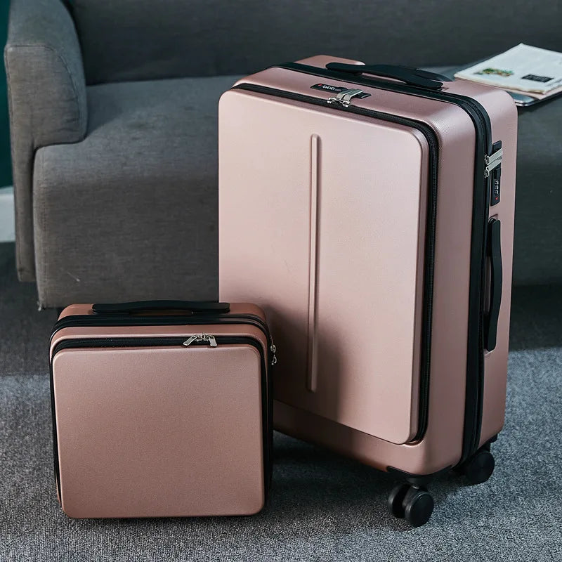 Bagasi Bergolek 20"24" inci BARU dengan Beg Komputer Riba Sarung Beg Perjalanan Perniagaan Lelaki Troli Roda Universal Kotak PC Troli Bagasi