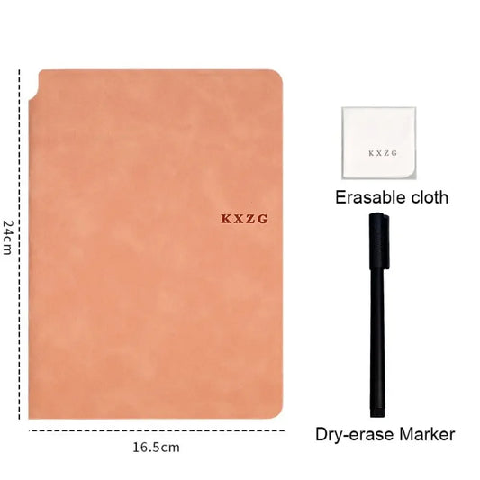 A5 Reusable Whiteboard Notebook Set with Whiteboard Pen Erasing Cloth Leather Memo Pad Weekly Planner Portable Stylish Office