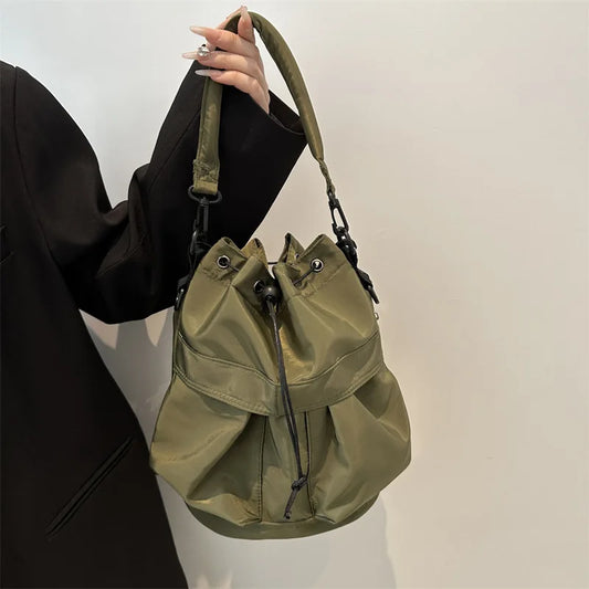 Beg silang badan gaya Korea ringkas bergaya kasual serba boleh beg bahu bertali tali pinggang nilon bucke kapasiti besar...