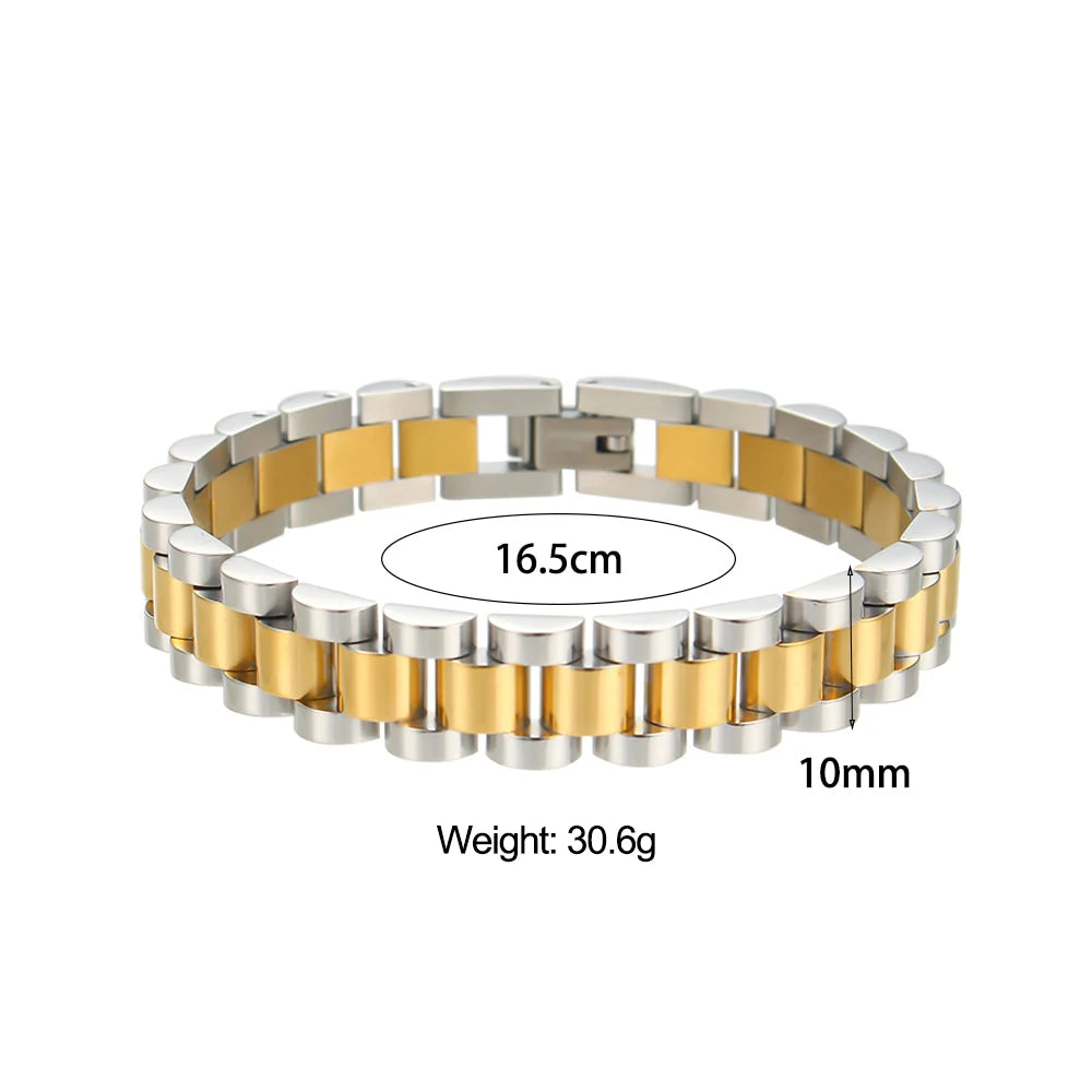 Miniamlist Men Bracelet Gold Jewelry Street Style Stainless Steel 316L 18k Gold Plated Cuban Chain Bracelets For Women