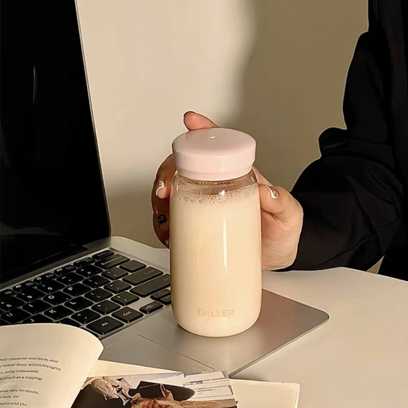 Cute Korean Water Bottle Travel Tritan Cold Coffee Tea Milk Juice Cup Gym School Simple Drinking Bottle With Filter Scale 300ml