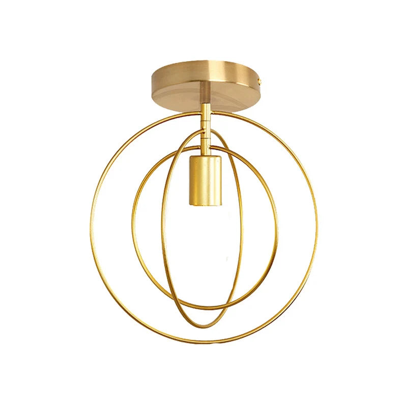 Modern Metal Gold Ceiling Light Industrial Iron Ceiling Lamp Decor for Living Room Bedroom Aisle Loft E27 Home Lighting Fixture