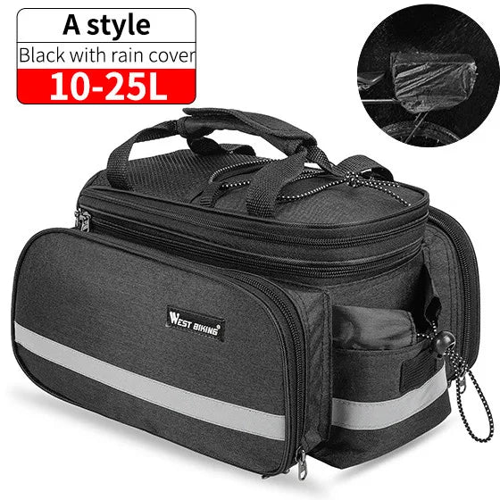 WEST BIKING Waterproof Bicycle Saddle Bag 20L Large Capacity Tail Rear 3 in 1 Trunk Bag Road Mountain Luggage Carrier Bike Bags