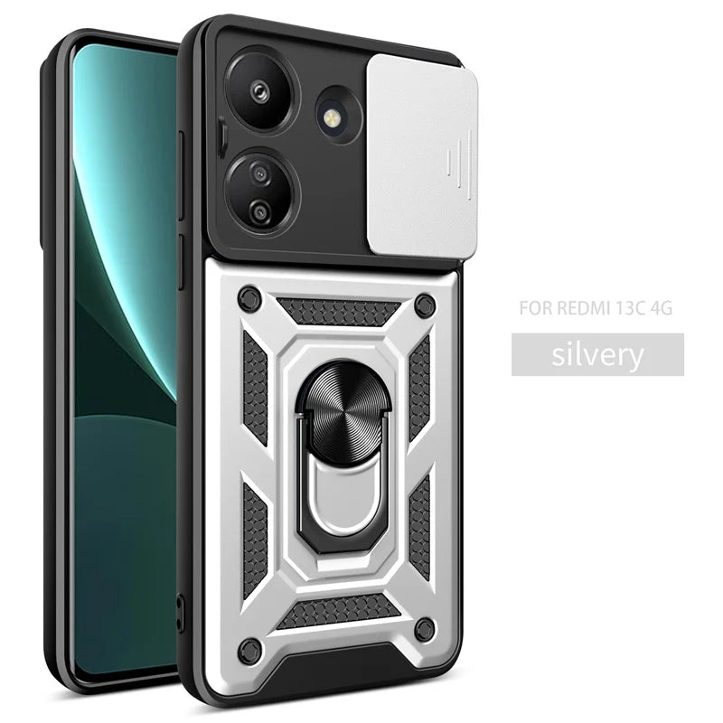 For Xiaomi Redmi 13C 4G Case Car Magnetic Ring Holder Armor Back Cover for Redmi13C Redmy Radmi 13C 13 C C13 4G Phone Cases