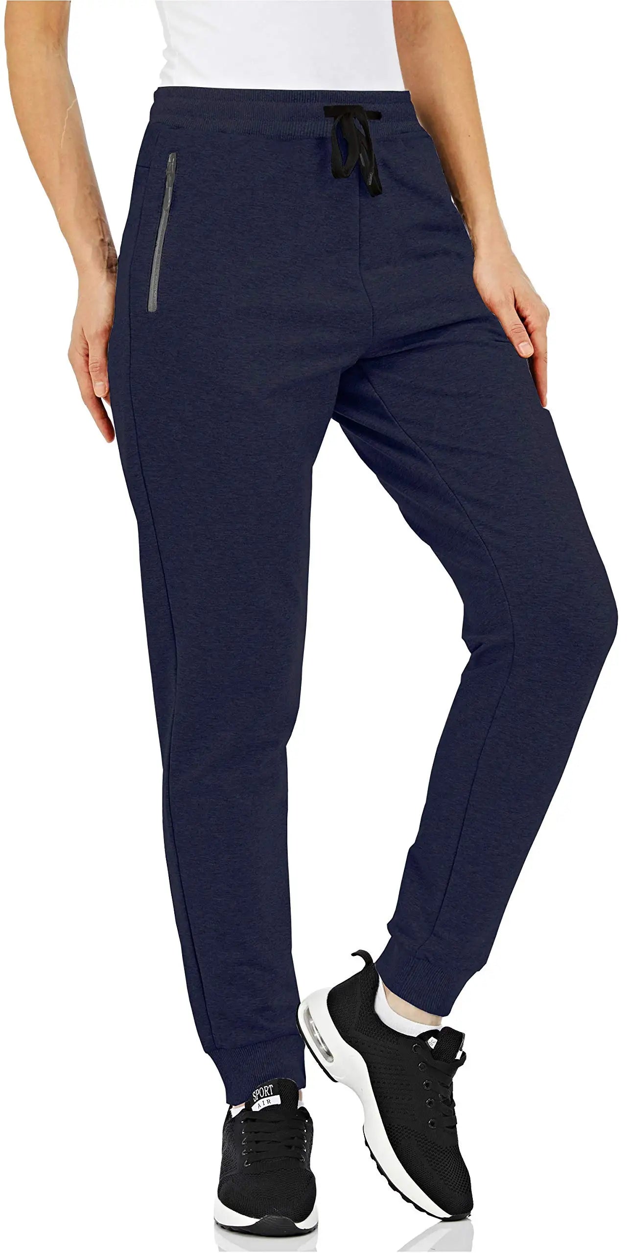 TACVASEN Cotton Jogger Seluar Wanita Kasual Hiking Seluar Panjang Poket Zip Bernafas Pinggang Serut Seluar Peluh Luaran