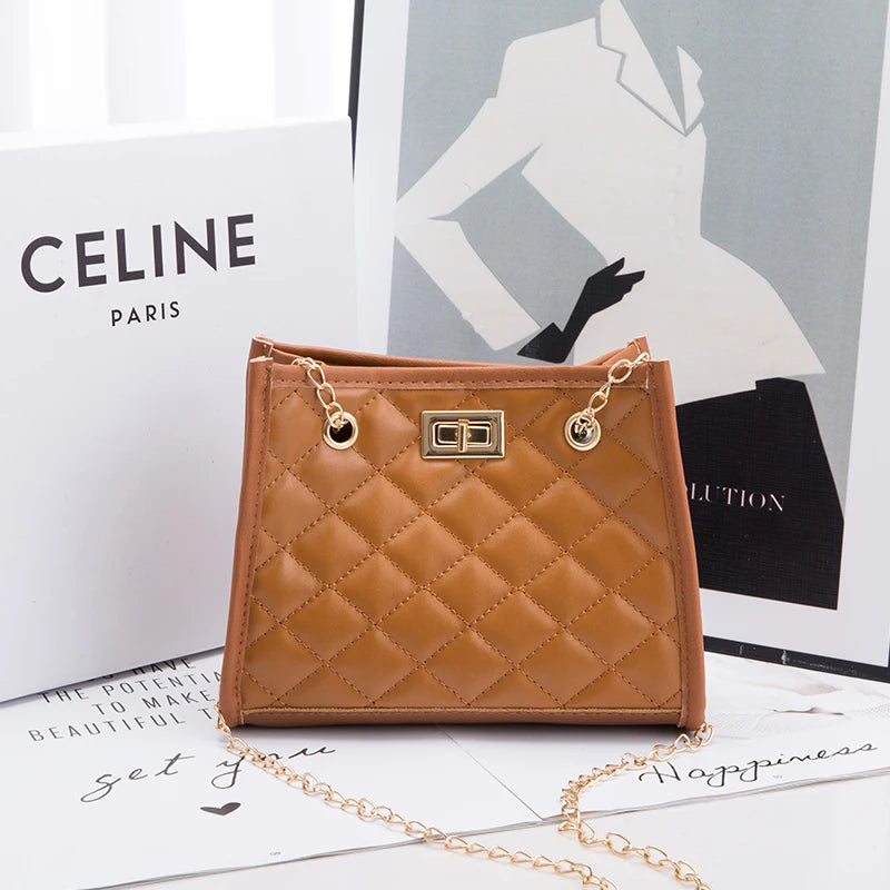 Women Tote Bags Handbag Chains Faux Leather Diamond Lattice Underarm Luxury Shoulder Bag Ladies Designer Bag
