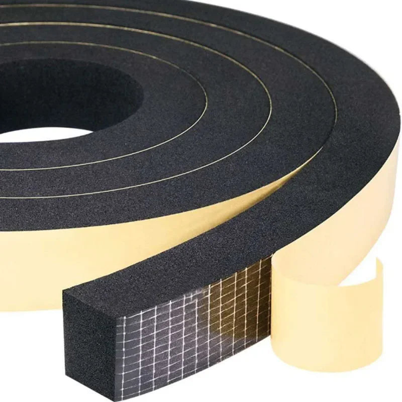 10M EPDM Pelekat Sendiri Span Kedap Jalur Getah Buih Hitam Kuat Pelekat Satu Sebelah Kalis Bunyi Anti-perlanggaran Pengedap Gasket