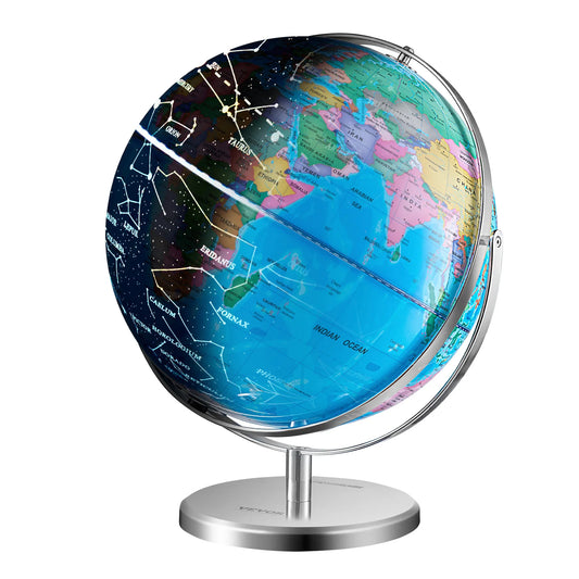VEVOR Illuminated World Globe with Stand 13 in/330.2 mm Stable Heavy Metal Base and LED Constellation Night Light HD Printed Map