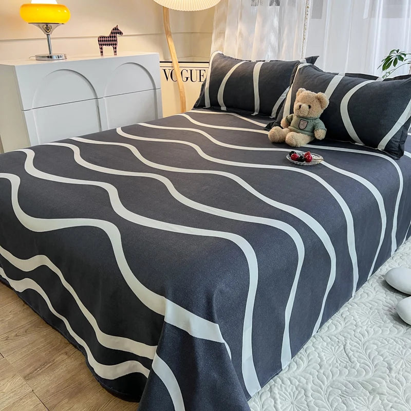 Printed Flat Sheet Oversized King Top Sheet Twin Sheet for College Dorm Brushed Microfiber Flat Sheet For Bed Bedroom Essentials