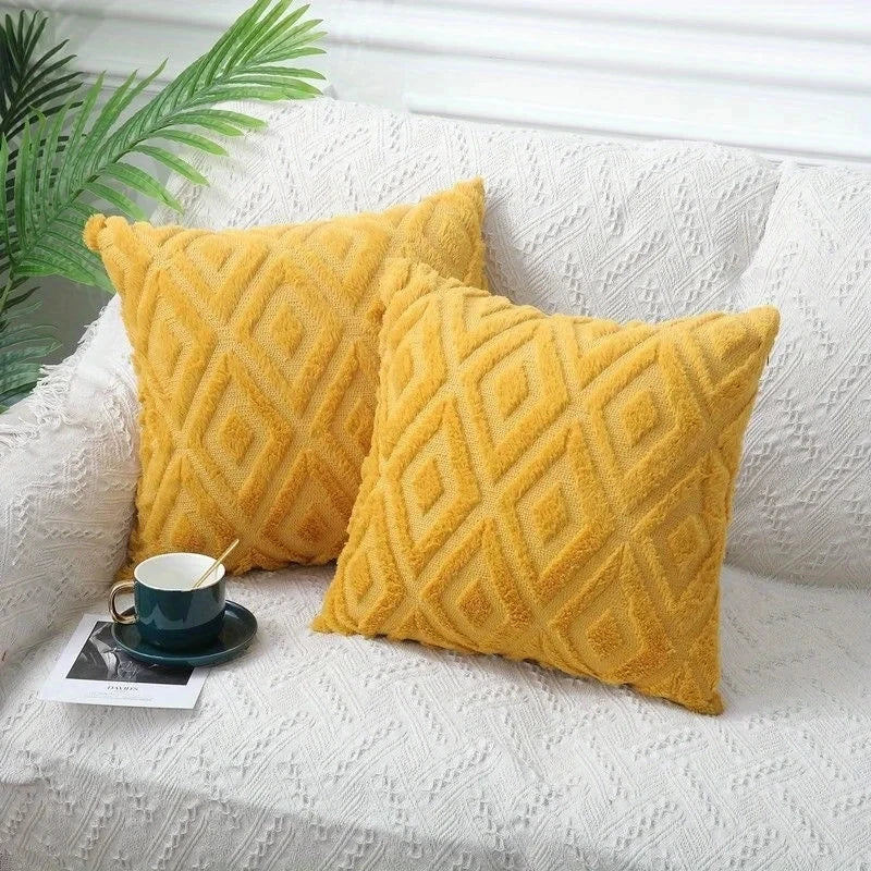 Moden Simple Rhombus Jacquard Mewah Sarung Bantal Bantal SofaBantal Gaya Nordic Pinggang Pejabat Kusyen Tepi Katil Bantal Bantal Kereta