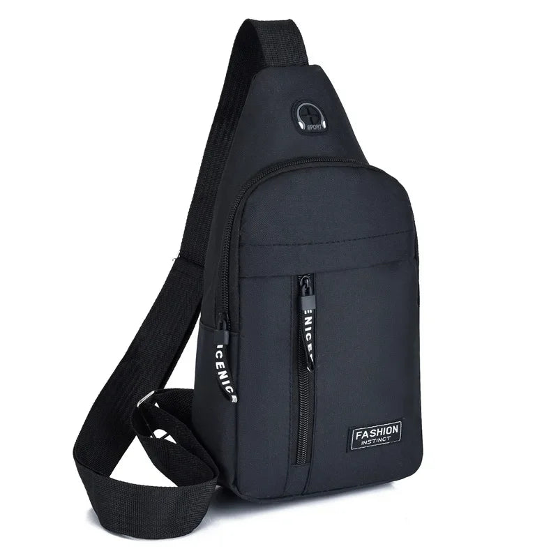 Chest Bag Solid Color Men Chest Bag Outdoor Casual Fashion One Shoulder Crossbody Bag Men's Waterproof Large Capacity Fanny Pack