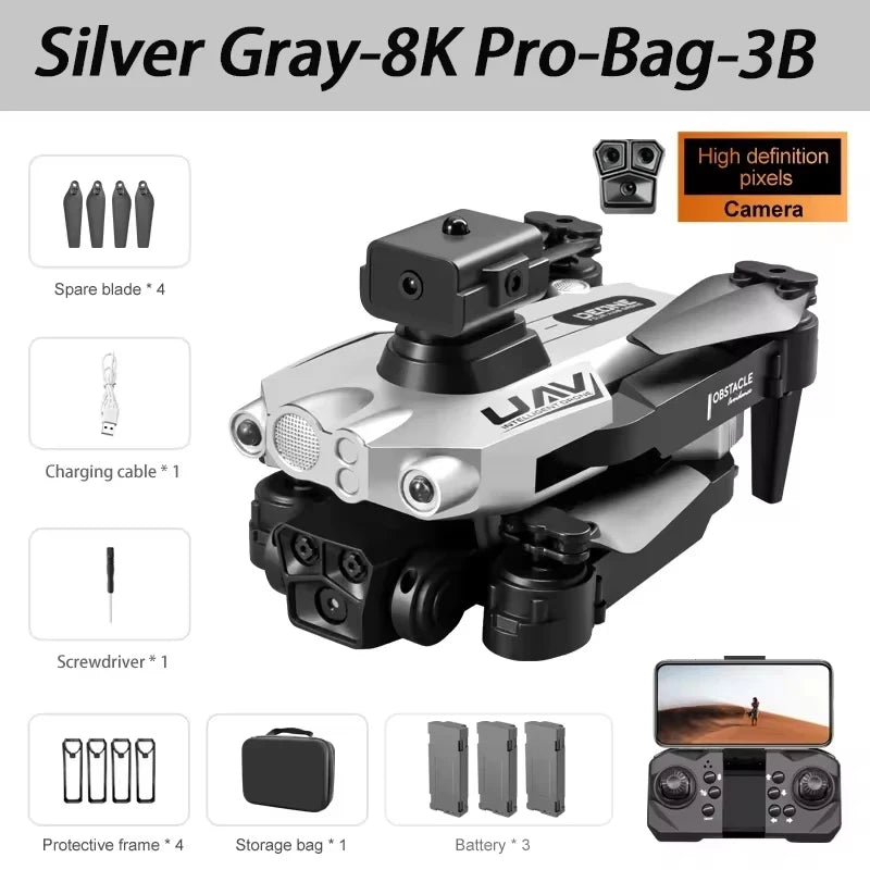 Dron LU200 Pro Baharu 8K Triple-Camera GPS 5G Profesional HD Fotografi Udara Pengelakan Halangan WIFI Dron Tanpa Berus 10000M