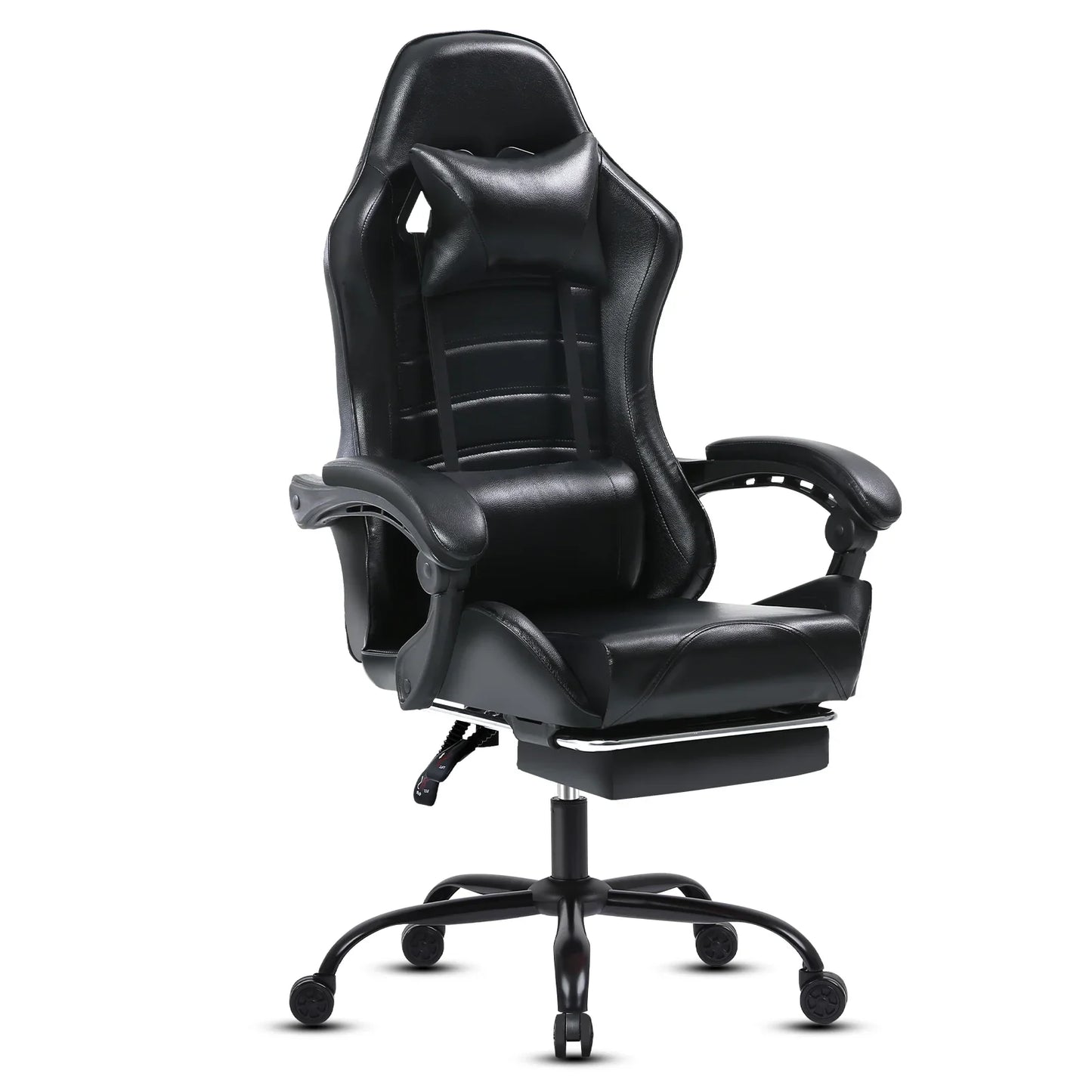 Gaming Chair with Footrest, Height Adjustable Video Game Chairs for Adults PU Leather, Reclining Gamer Chair Office Desk Chair