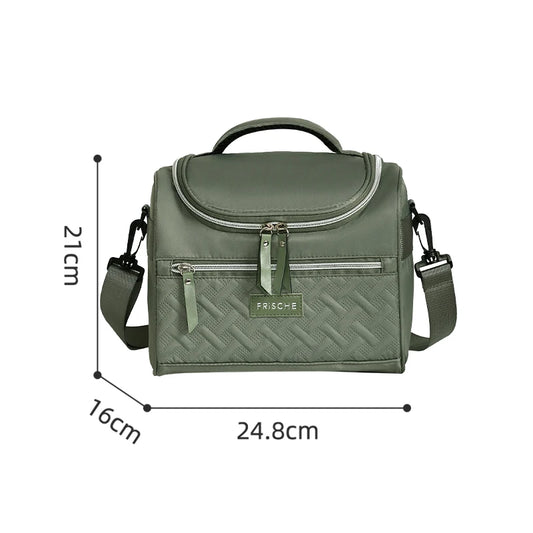 Portable Lunch Bag Food Thermal Box Durable Waterproof Office Cooler Lunchbox with Shoulder Strap Picnic Bag for Couples Unisex